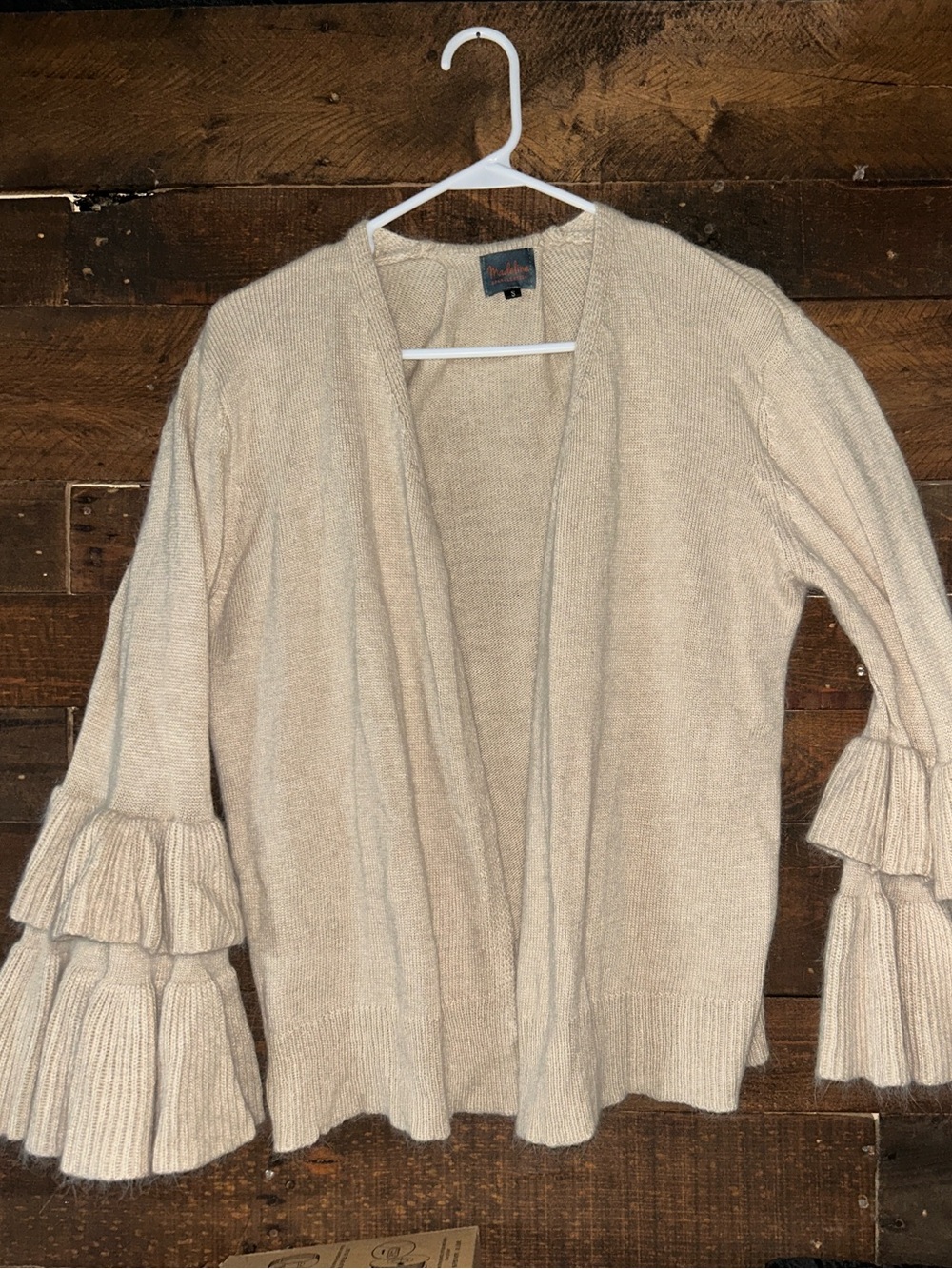 Madeline Cream Tiered-Ruffle Open Front Cardigan
